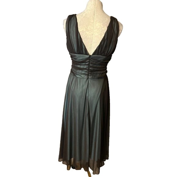 Connected Dress Sheer Brown Blue 12 Flowy A Line Party Wedding Cruise Washable - Picture 2 of 6